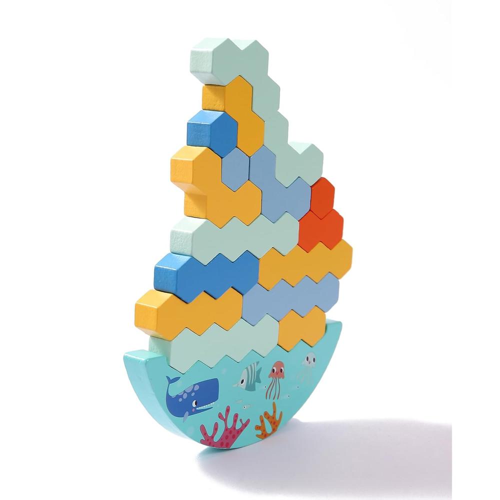 Great Choice Products Tower Balance Game Stacking Wooden Blocks Puzzle ...