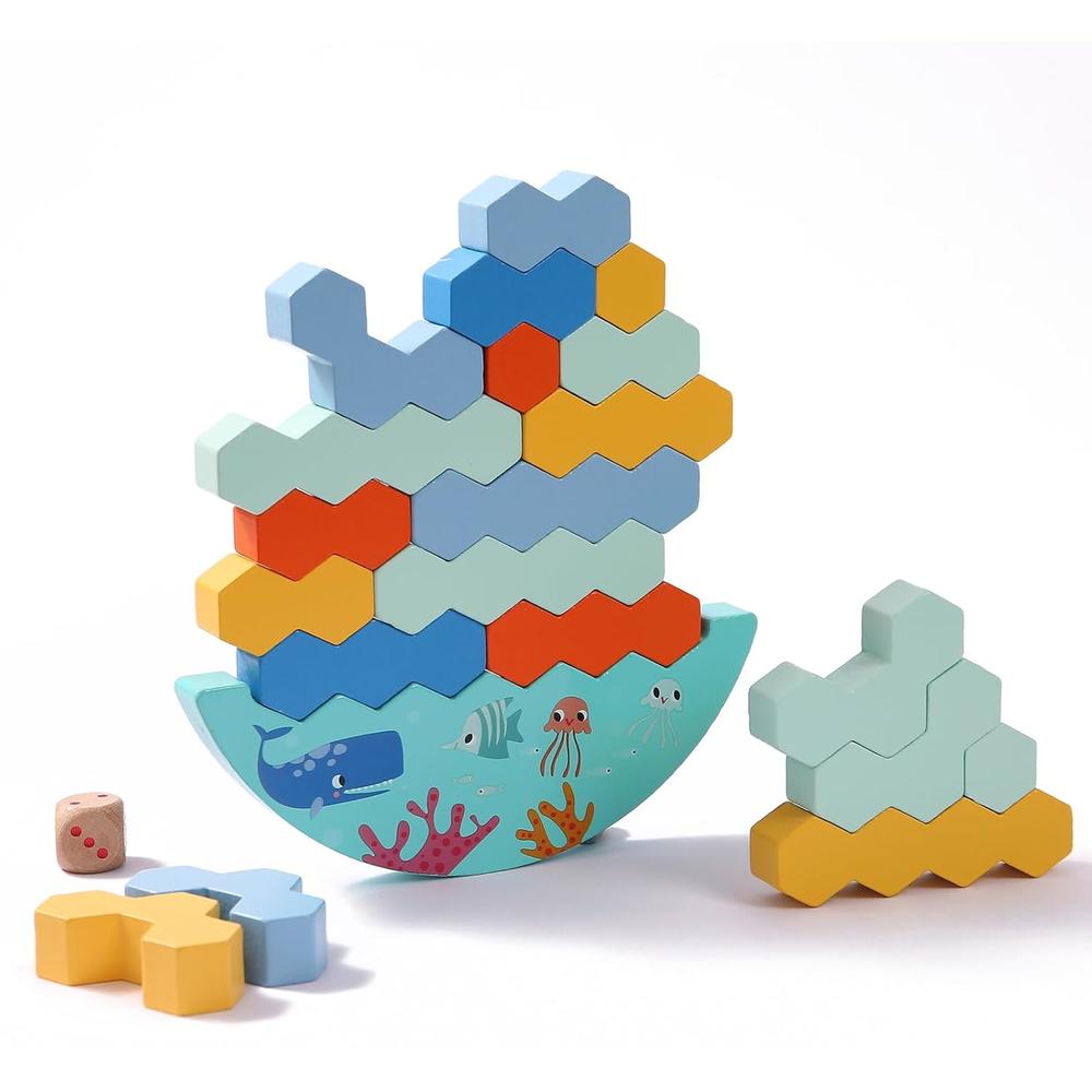 Great Choice Products Tower Balance Game Stacking Wooden Blocks Puzzle ...