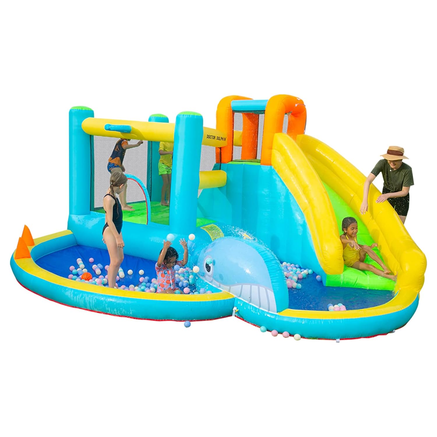 Great Choice Products Water Bounce House- Inflatable Water Slide Park Air Blower For Kids, Bouncy Castle With Splash Pool Outdoor Backyard (Ma…