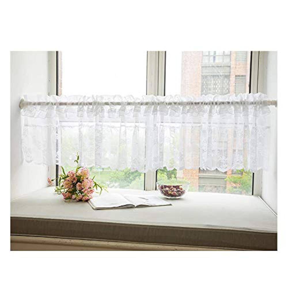 Great Choice Products White Lace Window Valances 59X18Inch, Rod Pocket Curtain Sheer Valance, For Home Kitchen Decor Window Treatments (59X18 …