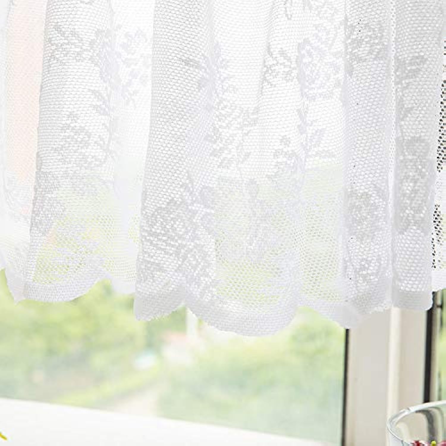 Great Choice Products White Lace Window Valances 59X18Inch, Rod Pocket Curtain Sheer Valance, For Home Kitchen Decor Window Treatments (59X18 …