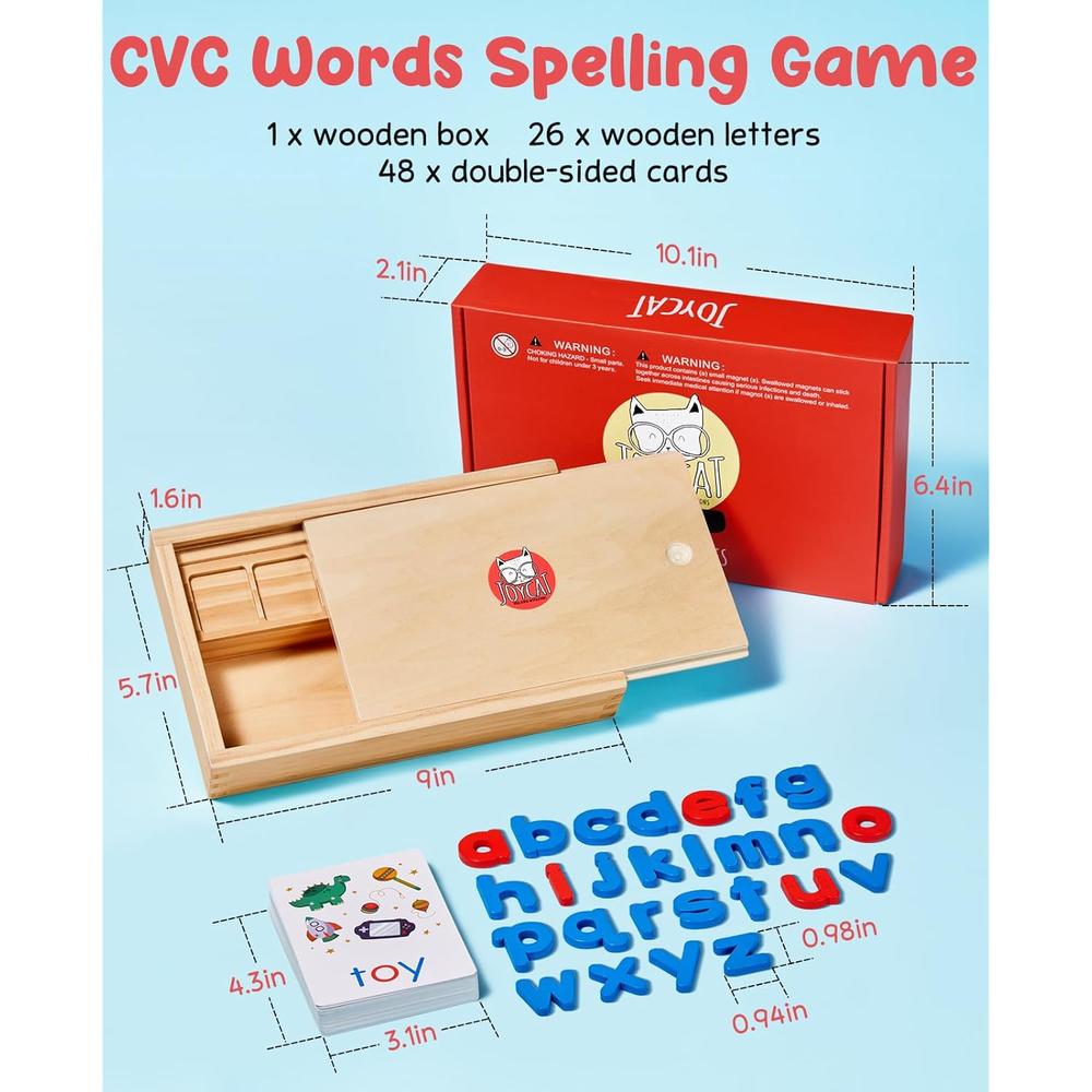 Great Choice Products Wooden Cvc Word Spelling Games,Kindergarten Learning Activities,Sight Words Flash Cards Reading Alphablocks For Toddlers…