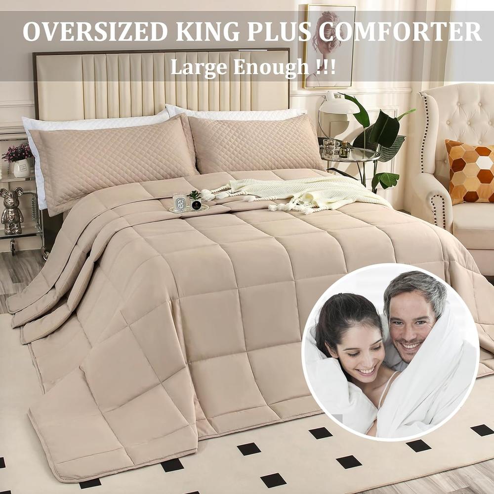Great Choice Products 128X120 Oversized King Plus Comforter, Winter Warm Extra Large King Size Quilts 3 Pieces Lightweight Reversible Down Alt…