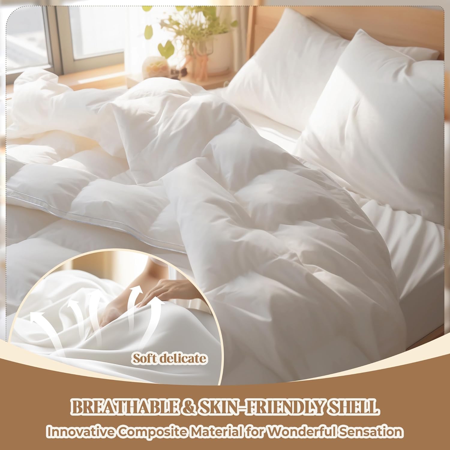 Great Choice Products Goose Down Comforter Queen Size - White Goose Feather Down Duvet Insert - Luxurious Bed Duvets & Down Comforters - All S…