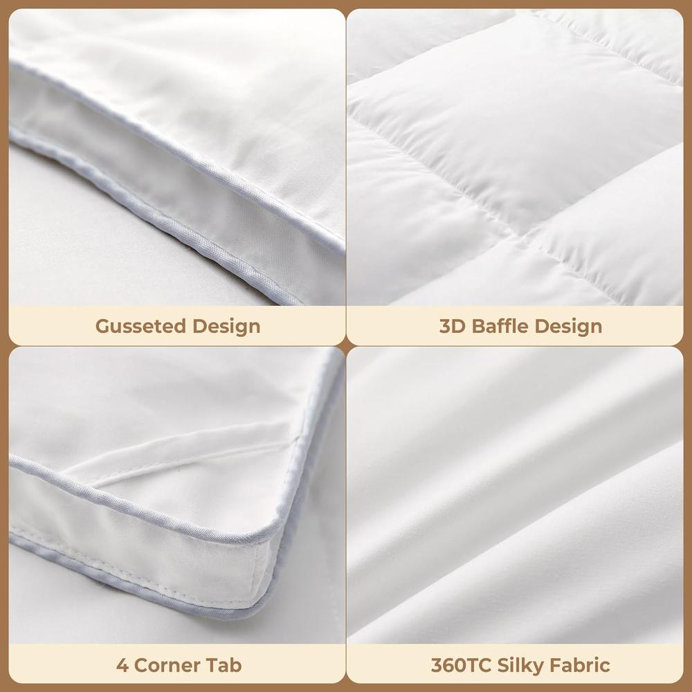 Great Choice Products Goose Down Comforter Queen Size - White Goose Feather Down Duvet Insert - Luxurious Bed Duvets & Down Comforters - All S…