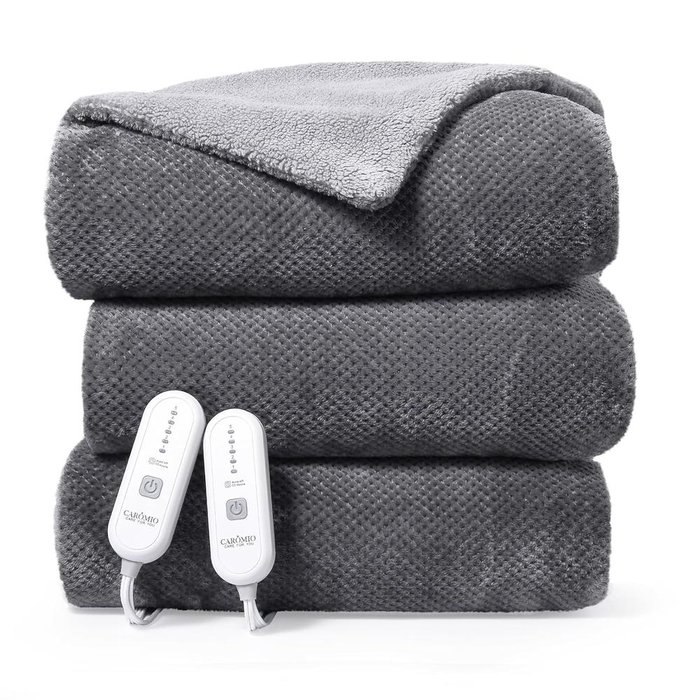 Great Choice Products Heated Electric Blanket Throw Queen Size With Dual Control, Flannel Sherpa Heating Blankets, Soft Thicken Heated Throws …