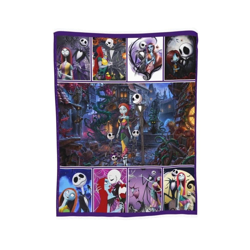 Great Choice Products Skull Anime Before Christmas Blanket With Funny Jack Movie Bed Blanket, Horror Christmas Blanket All Season Fuzzy Blanke…