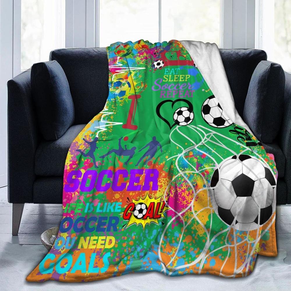Great Choice Products Soccer Blanket - Soccer Blankets Soccer Gifts For Adult And Kids Plush Soccer Blanket For Couch Bed Sofa Home Decor 50"X…
