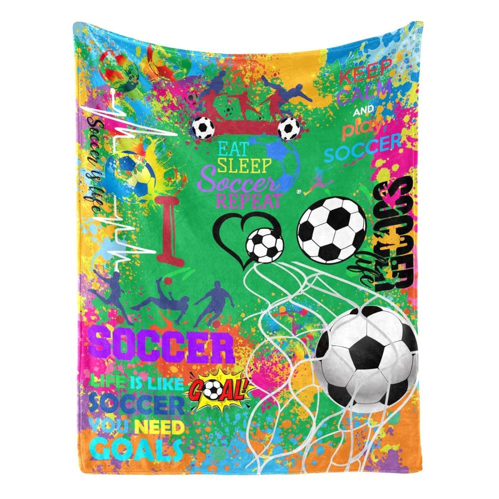 Great Choice Products Soccer Blanket - Soccer Blankets Soccer Gifts For Adult And Kids Plush Soccer Blanket For Couch Bed Sofa Home Decor 50"X…