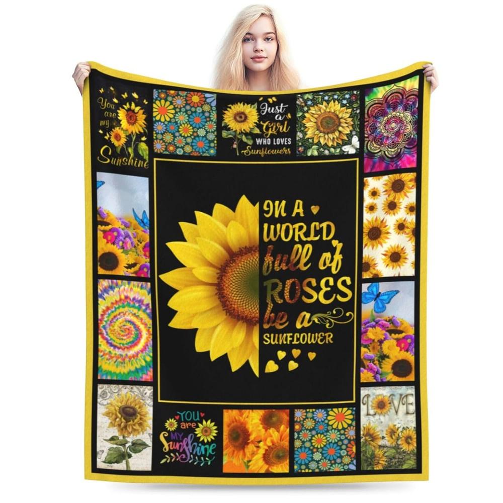 Great Choice Products Sunflower Blanket Soft Cozy Sunflower Throw Blankets Warm Fleece Plush Bedding Blanket Sunflower Decor Gifts For Women