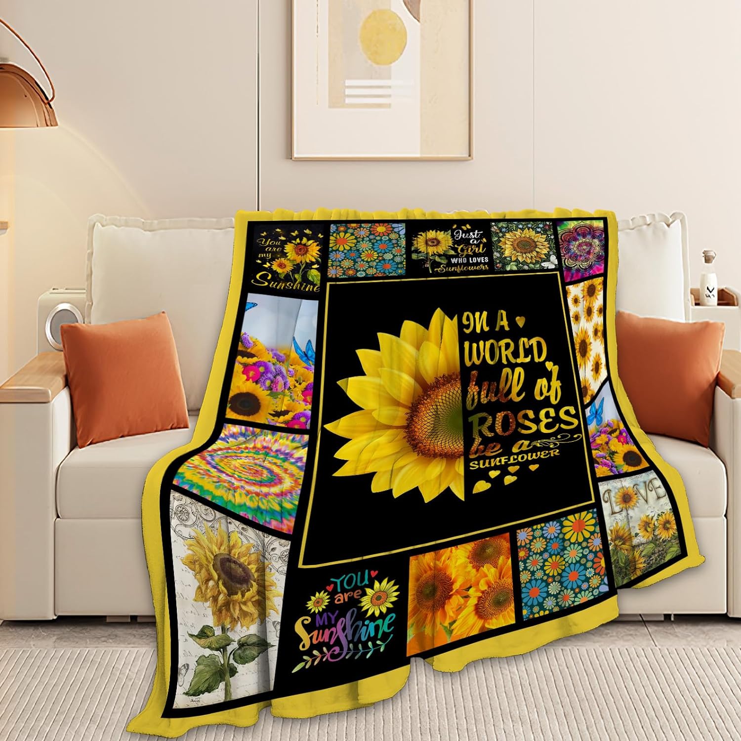 Great Choice Products Sunflower Blanket Soft Cozy Sunflower Throw Blankets Warm Fleece Plush Bedding Blanket Sunflower Decor Gifts For Women