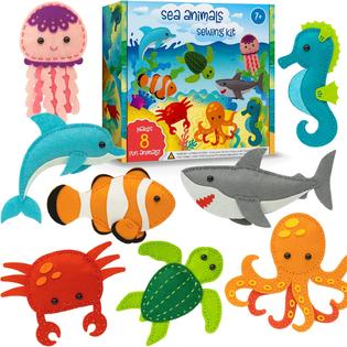 Craftorama Sewing Kit for Kids, Fun and Educational Sea Animal Craft Set for Boys and Girls Age 7-12, Sew Your Own Felt Animals Craft Kit for