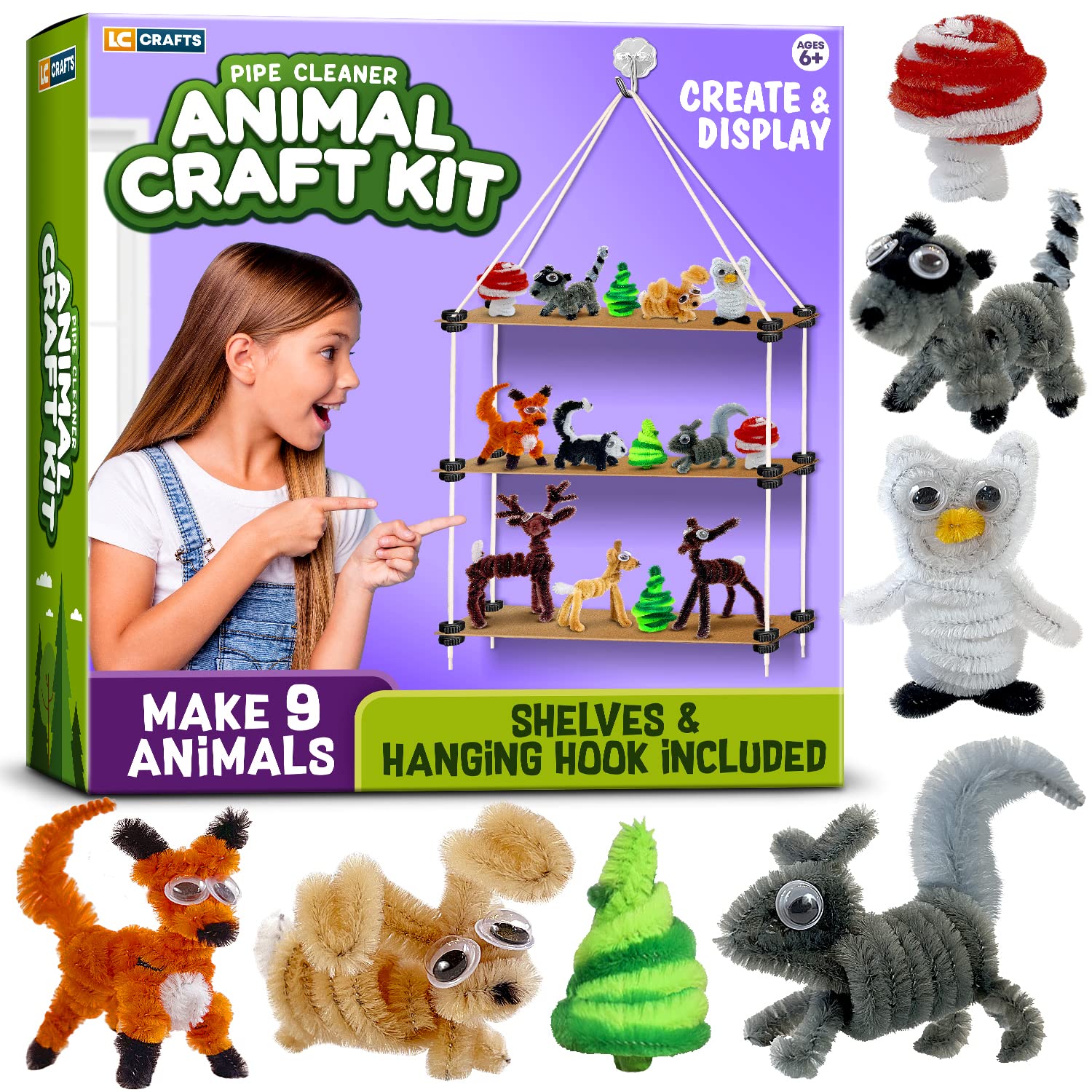 Great Choice Products Art and Crafts Kit for Kids Ages 8-12, Create and Display Animals, Kit Includes Supplies & Instruction, Best Craft Project