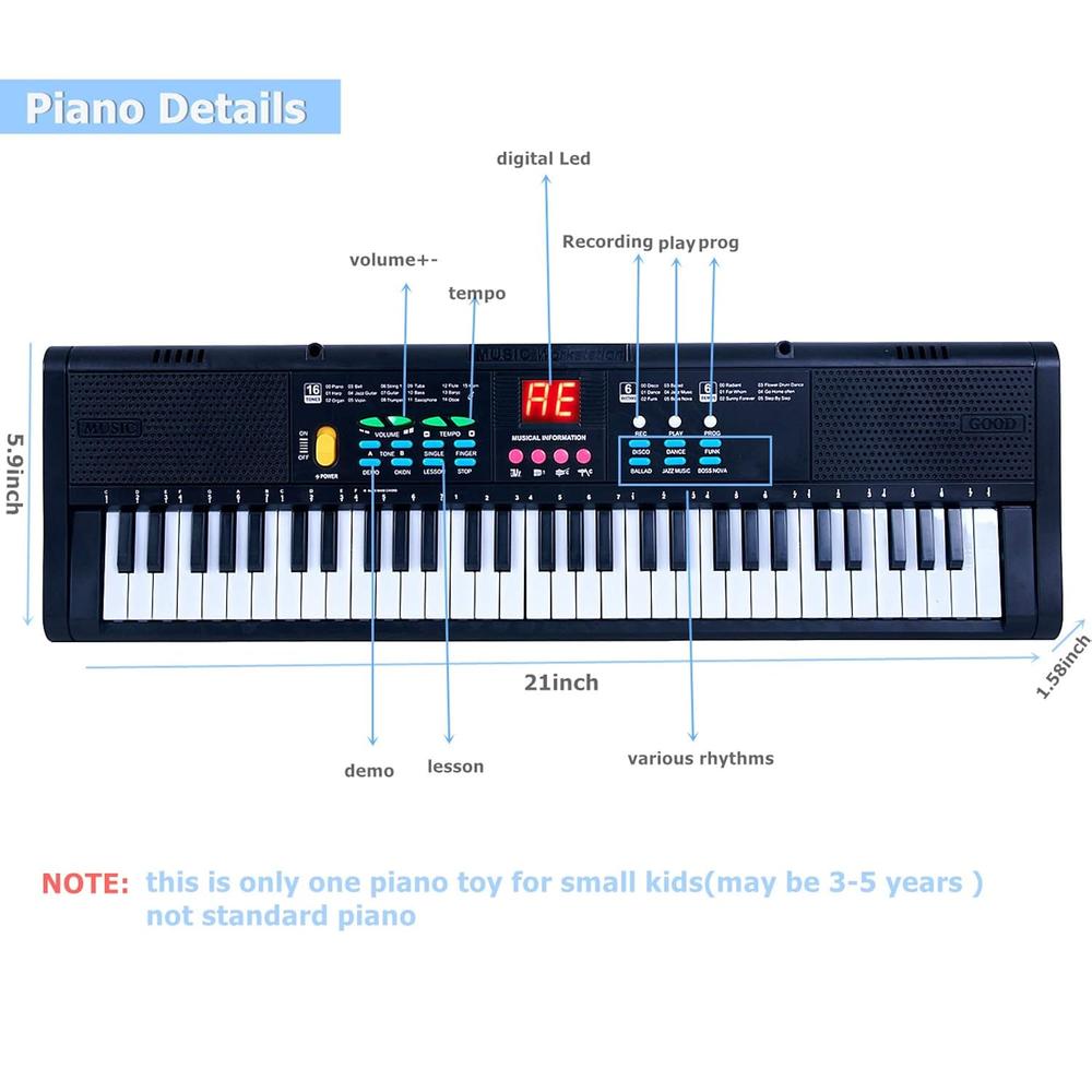 Great Choice Products Keyboard Piano Electric Digital Piano Mini Music ...