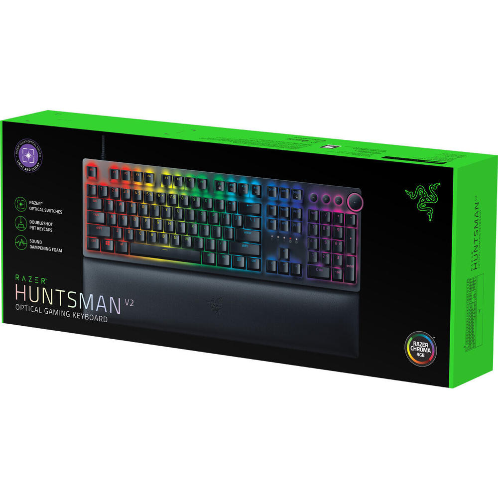Razer - Huntsman V2 Full Size Wired Optical Purple Clicky Switch Gaming Keybo...