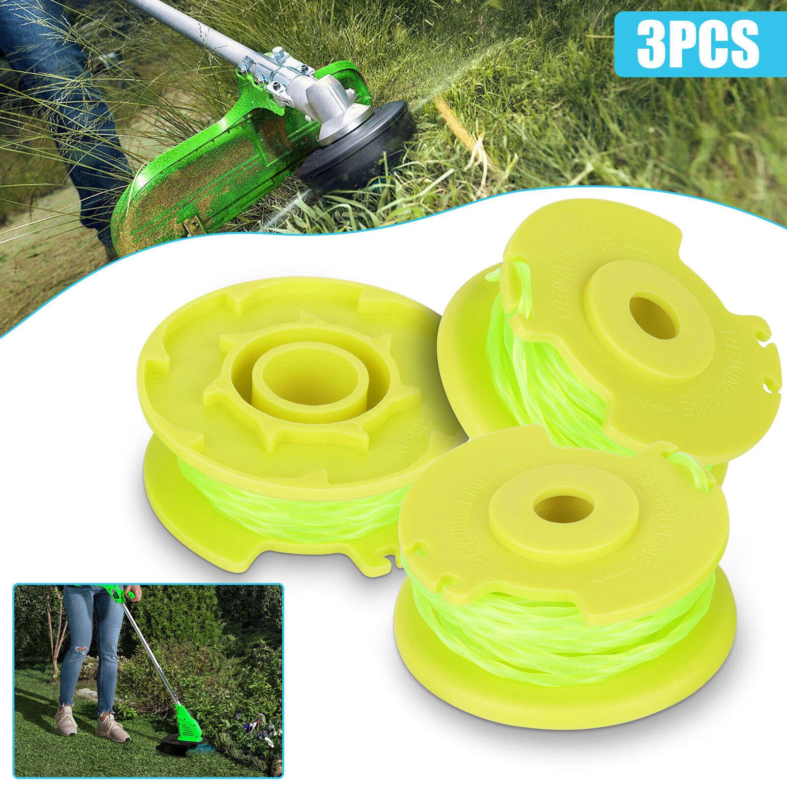 Great Choice Product 3Pcs Premium Trimmer Line Spool 11Feet 0.08Inch For Ryobi One Plus+ Weed Eater