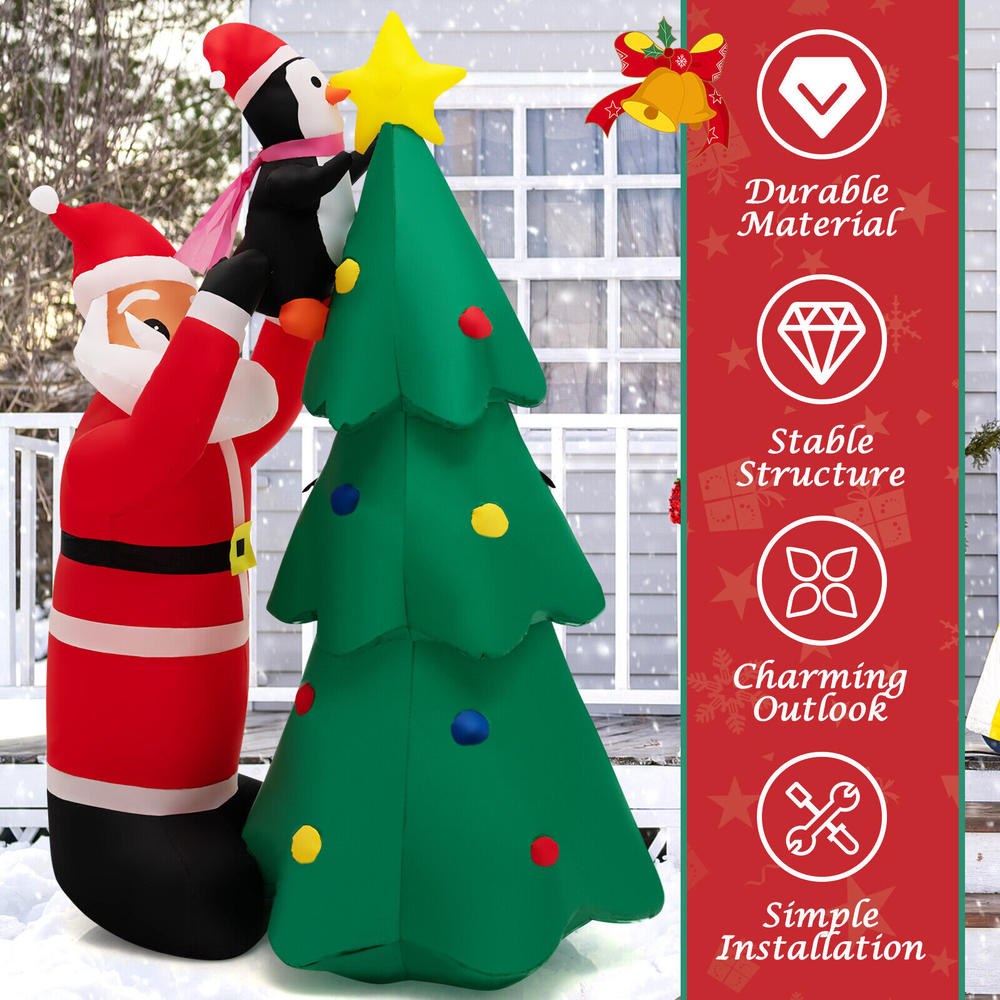 Great Choice Product 6 Ft Inflatable Christmas Tree With Santa Claus And Penguin With Built-In Lights