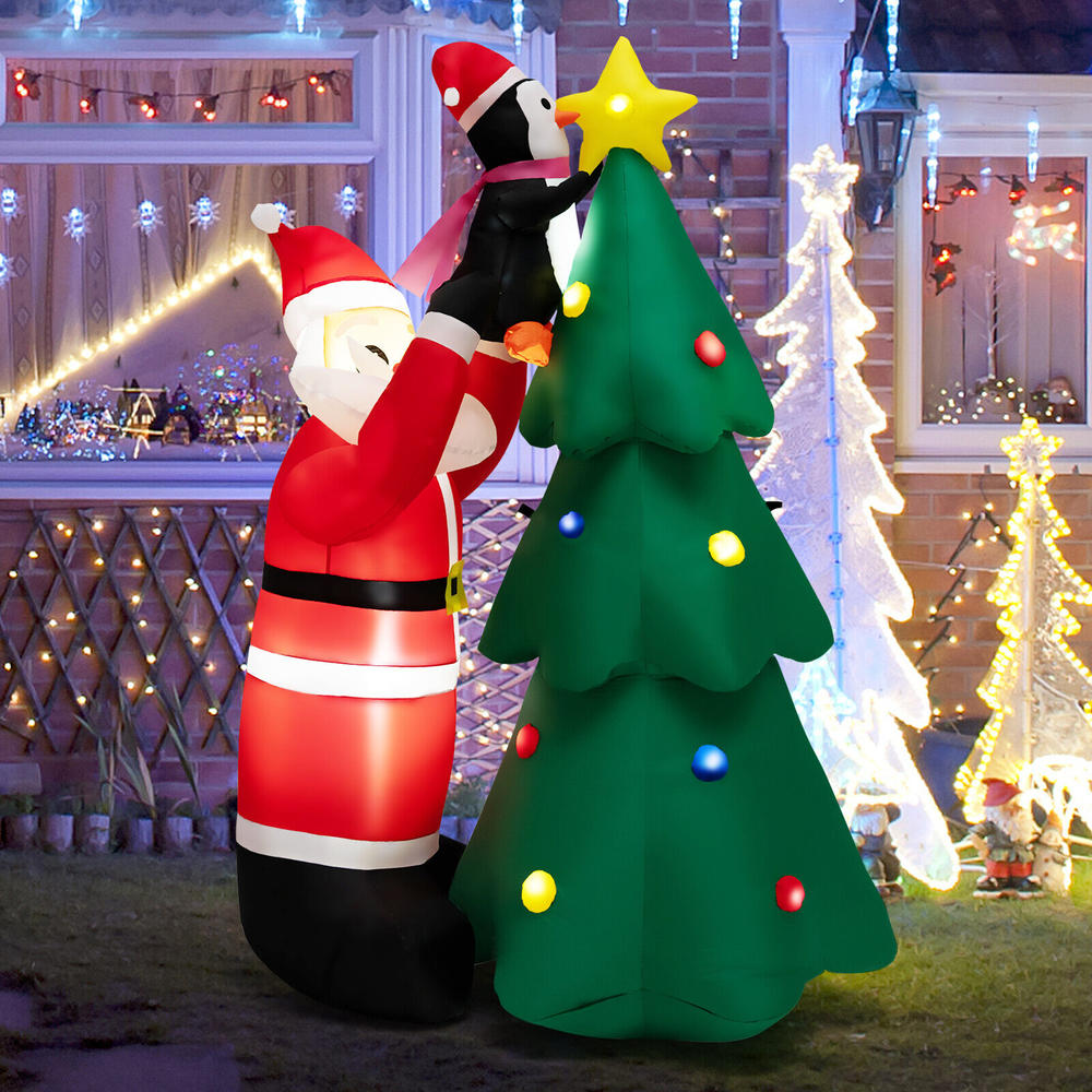 Great Choice Product 6 Ft Inflatable Christmas Tree With Santa Claus And Penguin With Built-In Lights