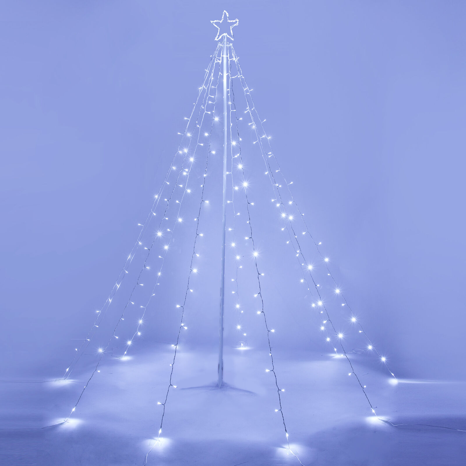 Great Choice Product 9 Ft Waterfall Cone Tree Light With 240 Led Star 9 Strings Cold White Closeout