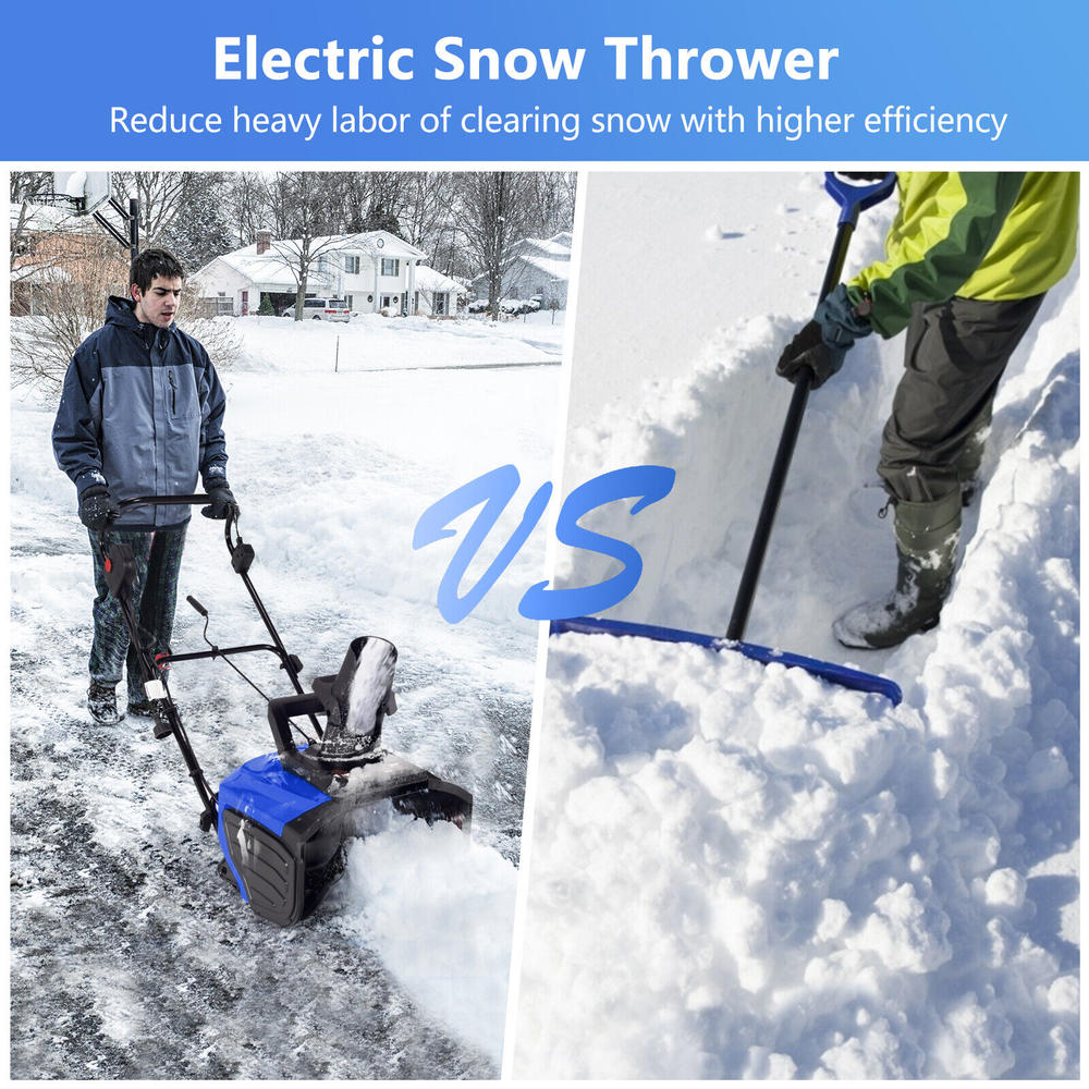 Great Choice Product Electric Snow Thrower 120V 15Amp Corded Snow Blower W/ 180° Chute Rotation Blue