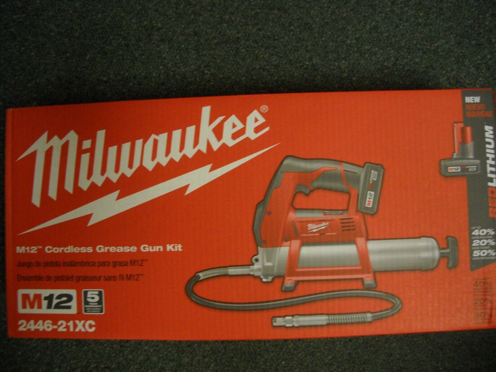 Milwaukee 2446-21XC M12 12V Lithium-Ion Cordless Grease Gun Kit NEW