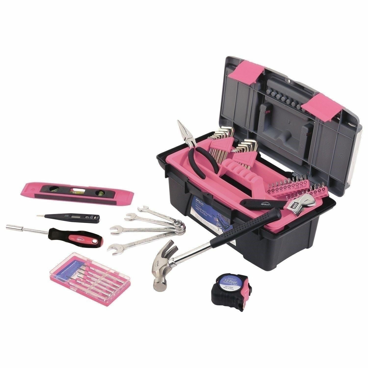 Great Choice Product 53 Piece Pink Tool Box Household Kit Mobile Workshop Hand Tools Chest Storage