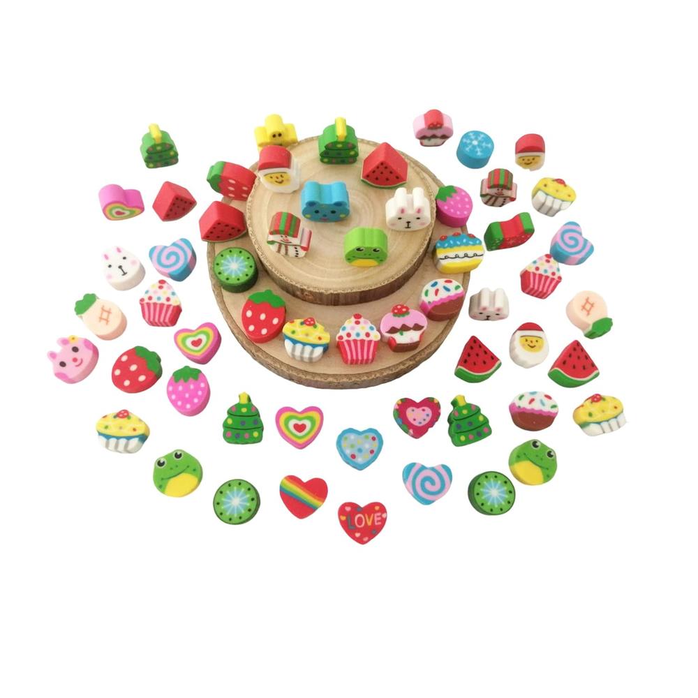 Great Choice Products 300 Pcs Mini Animal Erasers For Kids Bulk, Cute Food Heart Christmas Erasers For School Supplies, Homework Rewards