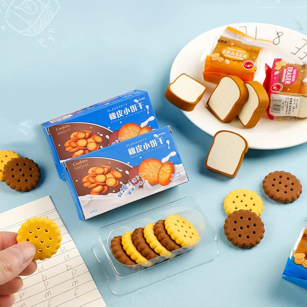Great Choice Products Food Eraser For Kids Bread Biscuit Fun Eraser For Student Classroom Rewards And Prizes, Fun Carnivals Party Favors Gift - 20 Pcs