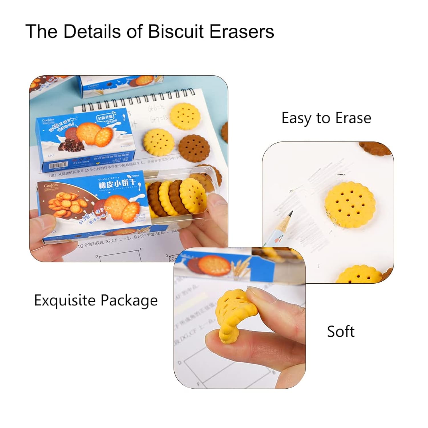 Great Choice Products Food Eraser For Kids Bread Biscuit Fun Eraser For Student Classroom Rewards And Prizes, Fun Carnivals Party Favors Gift - 20 Pcs