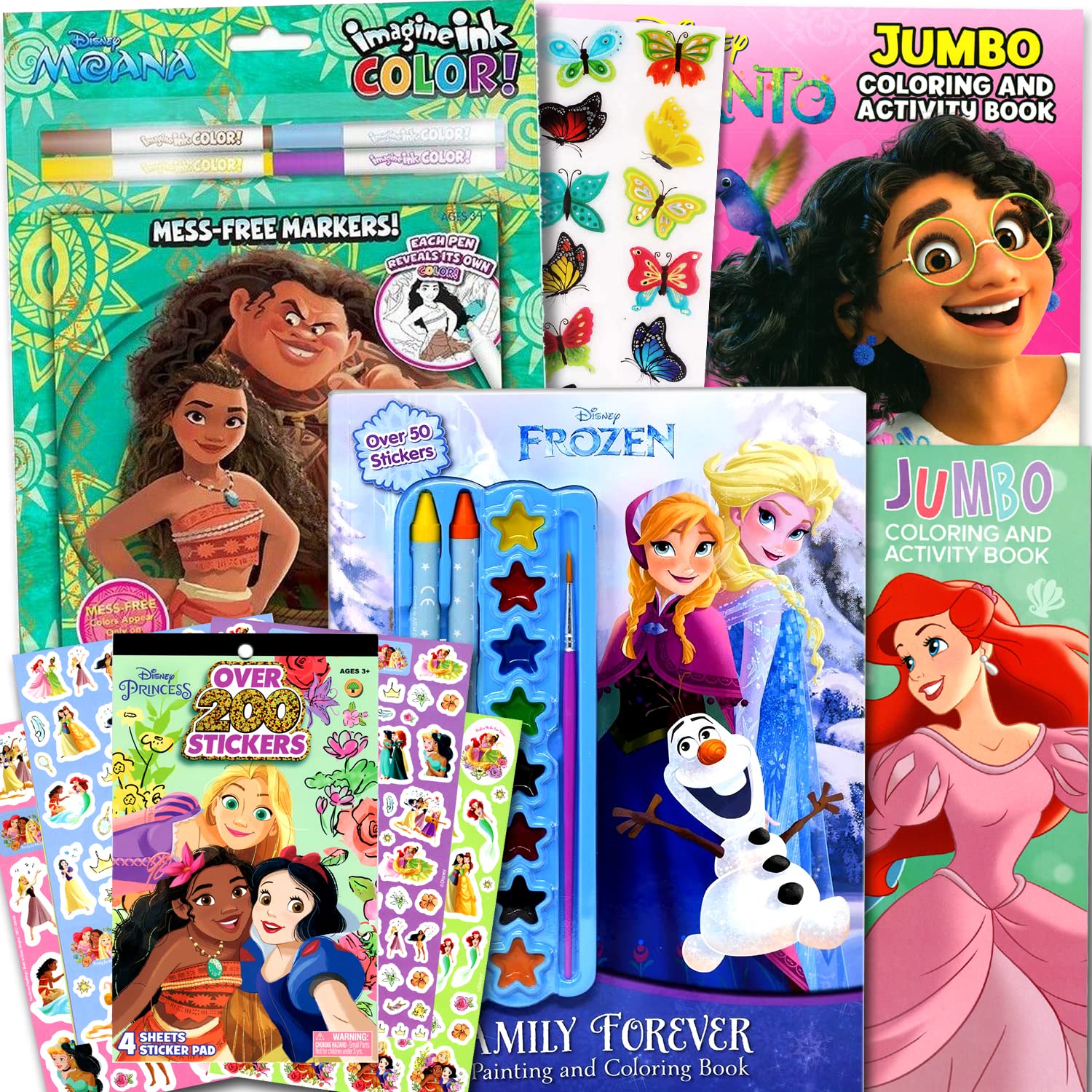 Great Choice Products Disney Princess Coloring Books Bundle Set For Kids Activity - Featuring Disney Princess, Encanto, Moana, Frozen And More