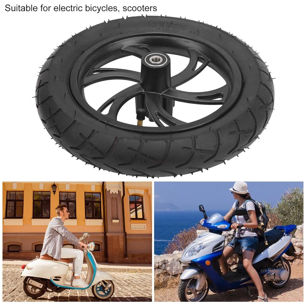 Great Choice Products 12In Electric Scooter Tire With Wheel Hub Inner Tube E-Bike Rubber Tyre Accessory 12 1/2X2 1/14 Replacement