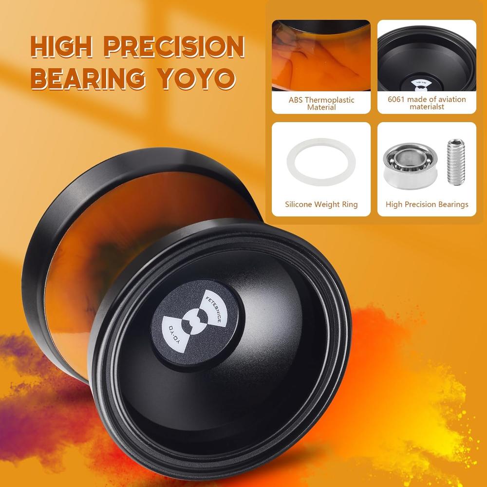 Great Choice Products Yoyo Professional, Unresponsive Yoyos For Kids Adults, Metal And Plastic Trick Yo-Yo With Bag + Glove + 10 Replacement Yoy