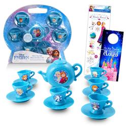 Great Choice Products Disney Frozen Tea Party Set Bundle ~ 13 Piece Tea Set With Frozen Tea Cups, Saucers, And Tea Kettle Plus Stickers (Frozen 
