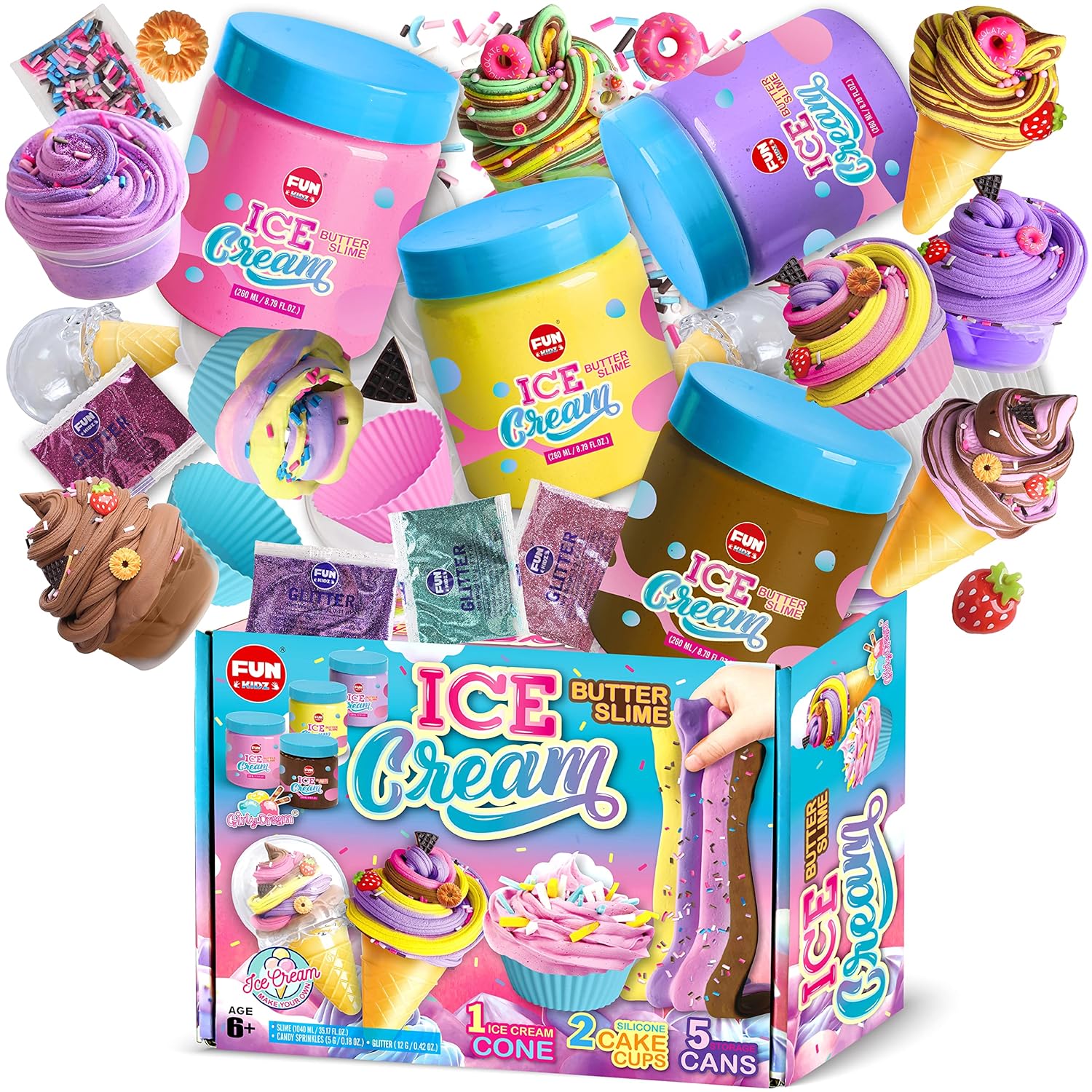 Great Choice Products 35.16 Fl Oz Butter Slime Pack, Funkidz Fluffy Ice  Cream Slime Kit For Girls 6-8 Premade 1040 Ml Slime Toys Birthday Gifts
