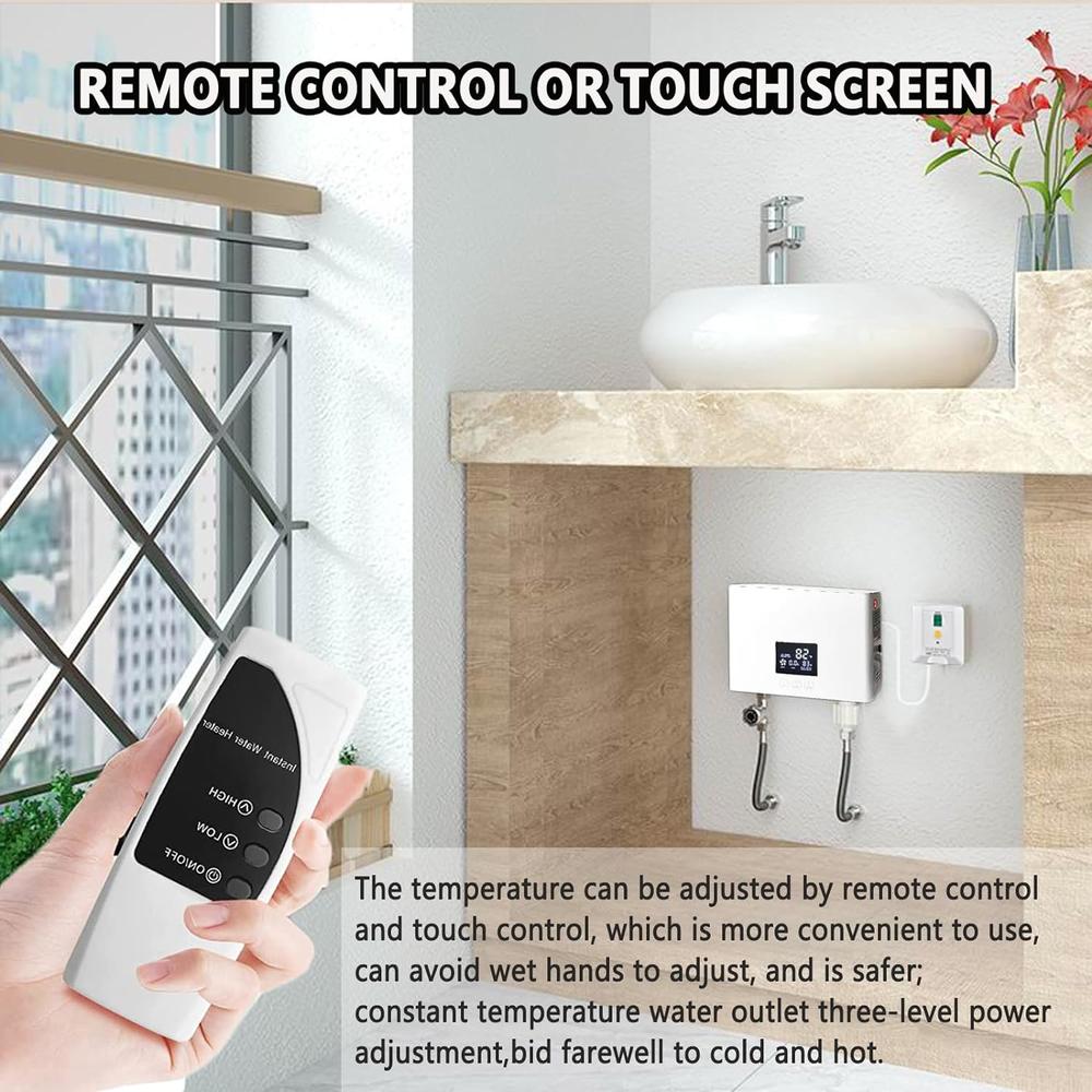 Great Choice Products Mini Electric Tankless Water Heater 3000W 110V Constant Temperature Instant Hot Water Heater With Remote Control Digital D