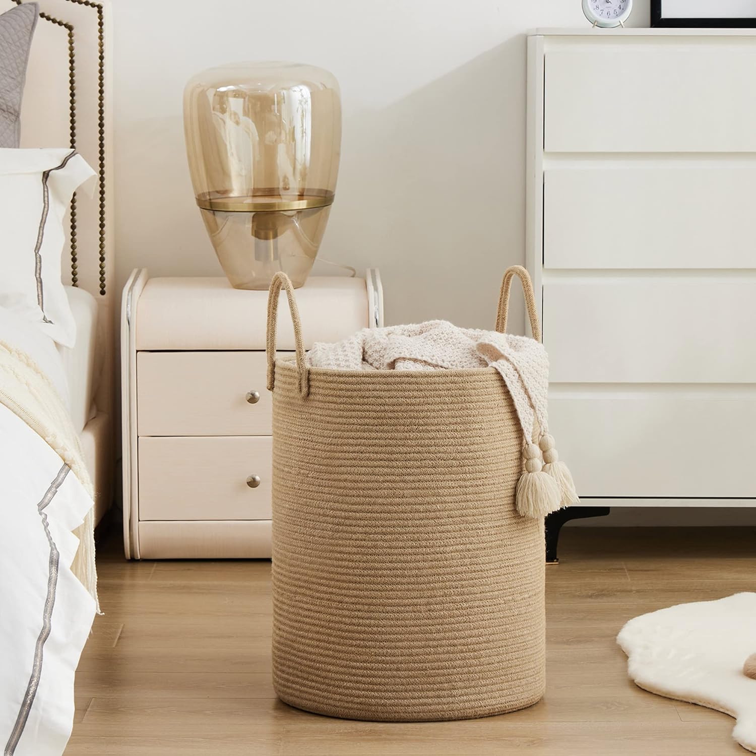 Great Choice Products Jute Rope Woven Laundry Hamper Basket By , 58L Tall Laundry Basket, Baby Nursery Hamper For Blanket Storage, Clothes Hampe