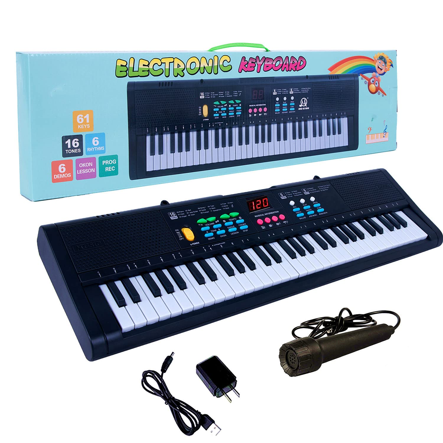 Great Choice Products Keyboard Piano Electric Digital Piano Mini Music Electronic Keyboards 61 Key Kids Piano Musical Instrument Piano Toy W/Mic