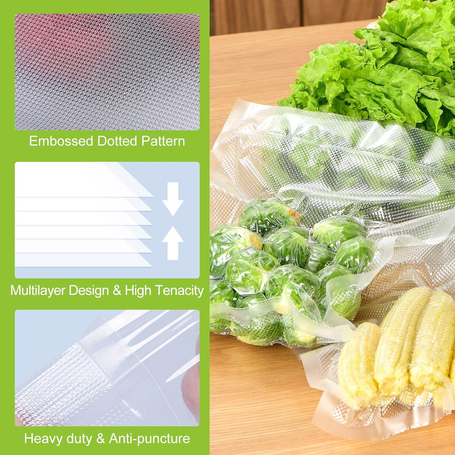 Great Choice Products Vacuum Sealer Rolls Bags, 6 Pack 11" X 20' 3 Rolls +8" X 20' 3 Rolls Storage Bags, Bpa Free, Durable Commercial Customized