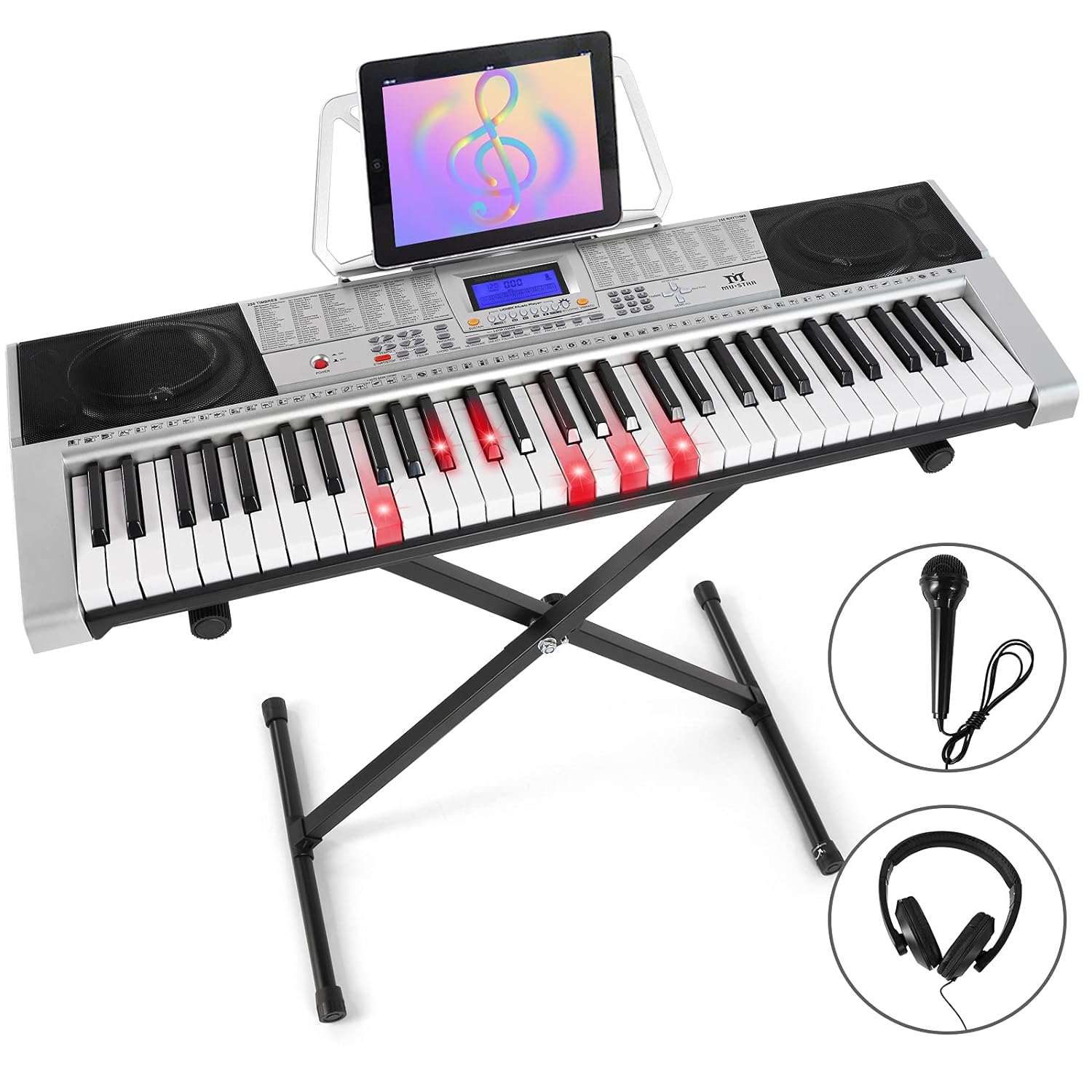 Great Choice Products 61 Key Piano Keyboard, Electric Piano Keyboard With Lighted Up Keys, Learning Keyboards Piano For Beginners, Piano Stand, 