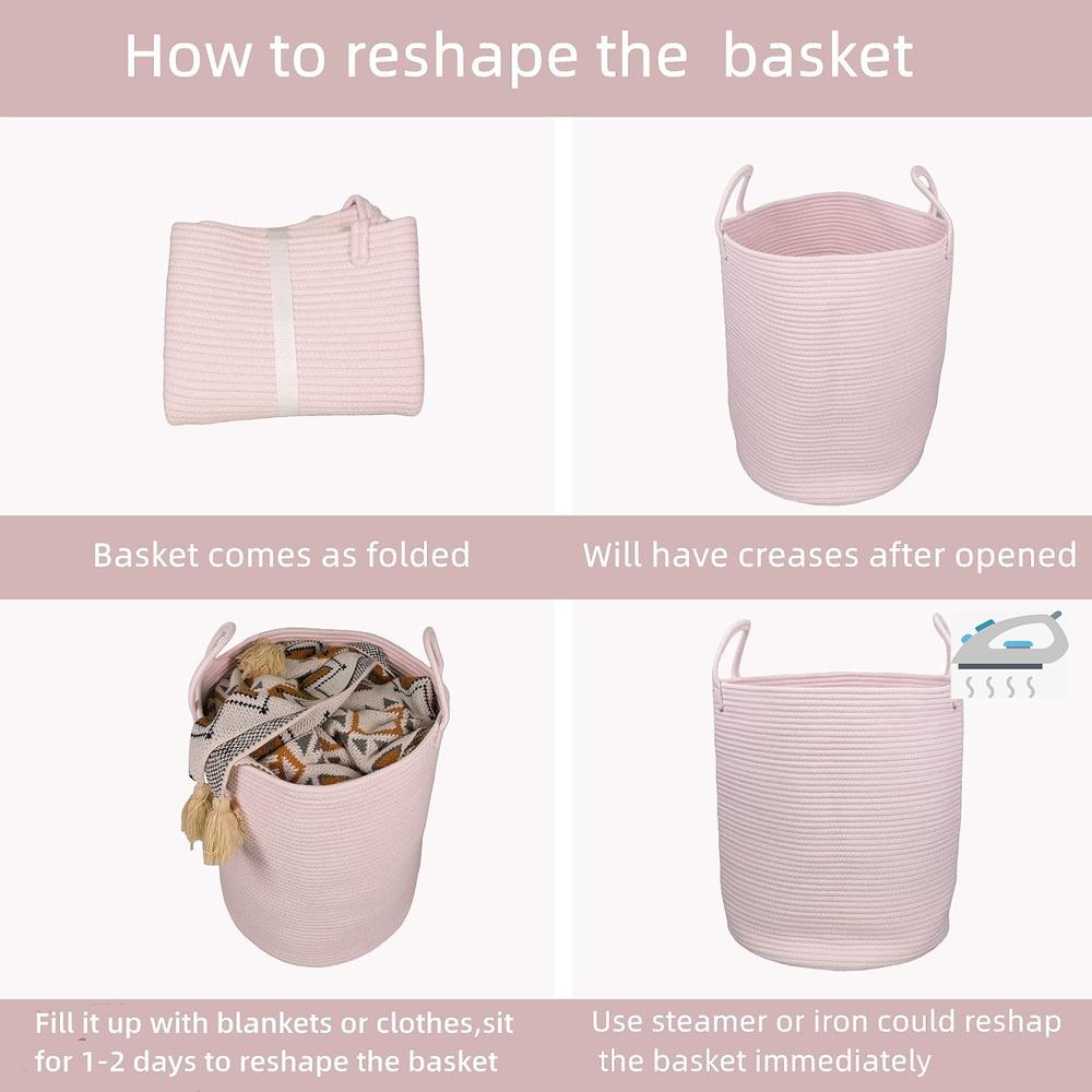 Great Choice Products Cotton Rope Laundry Basket Hamper For Girls Kids Baby Nursery Hamper Bin Woven Storage Basket For Living Room Girls Room B