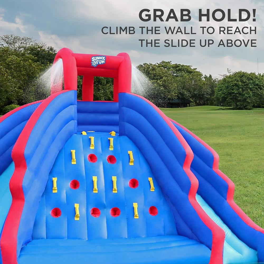 Great Choice Products Ultra Climber Inflatable Water Slide Park – Heavy-Duty For Outdoor Fun - Climbing Wall, Two Slides & Splash Pool – Easy To
