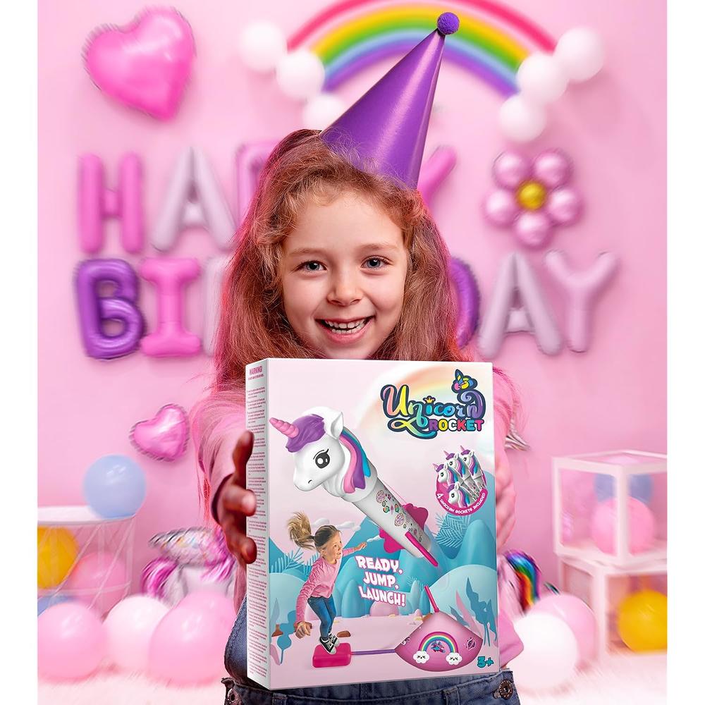 Great Choice Products Unicorn Rocket Launcher For Girls, 4 Unicorn Outdoor Toys For Kids, Birthday Unicorn Gifts For Girls Ages 2-16