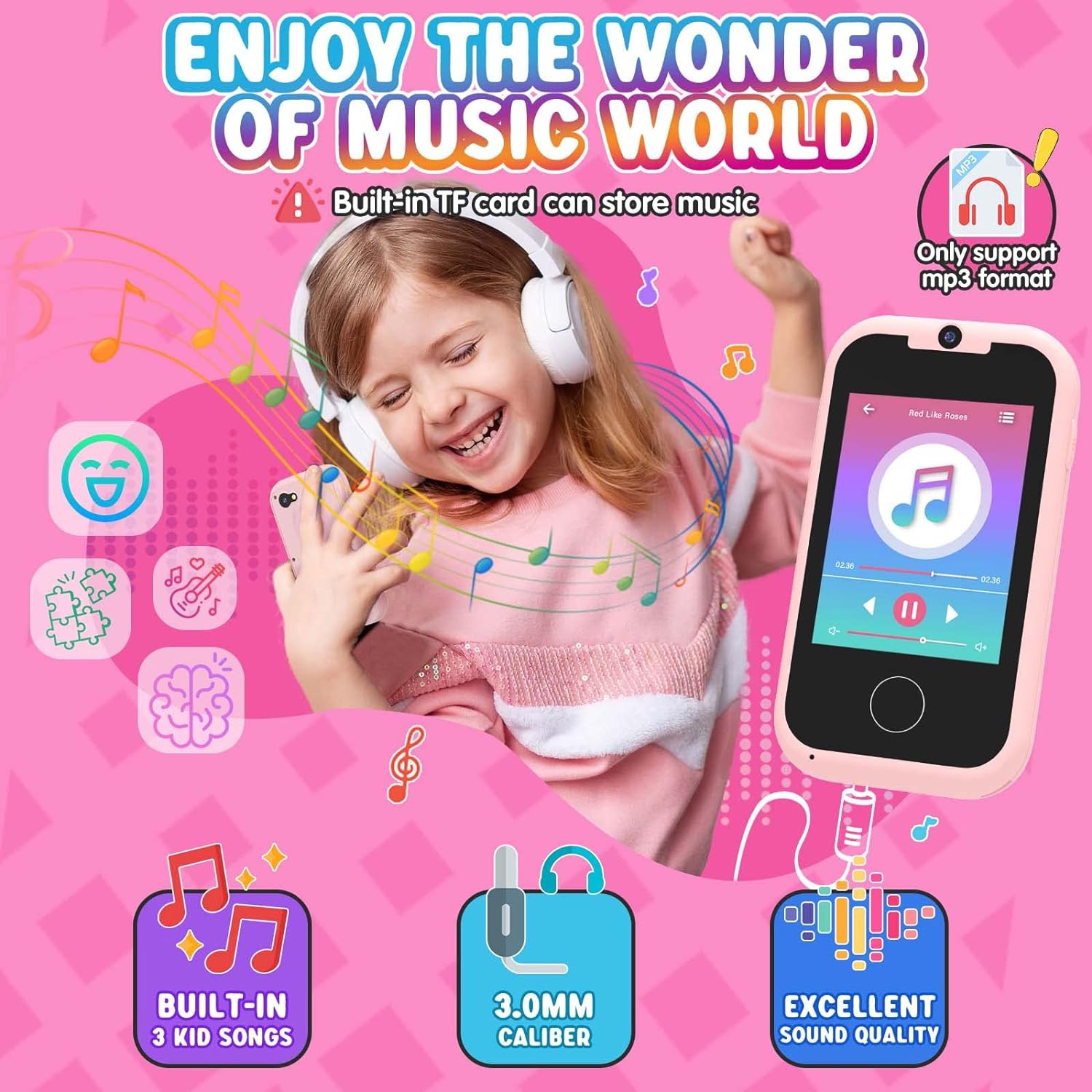 Great Choice Products Kids Smart Toy Phone Girls Toy, Toddler Touchscreen Game Phone For 3 4 5 6 7 Year Old Girl, Christmas Birthday Gifts For C