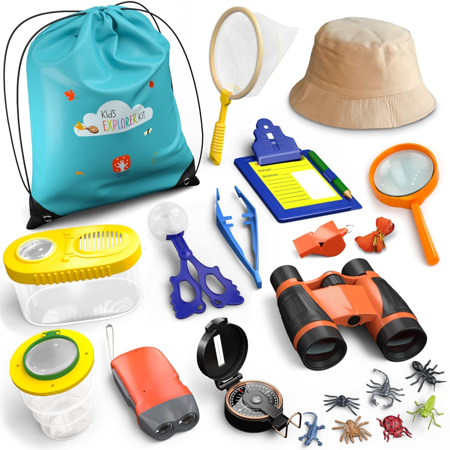Great Choice Products Kids Bug Catching Kit - 22 Pcs Kids Outdoor Explorer Kit, Nature Exploration Toys, Bug Catcher Container With Binoculars, 