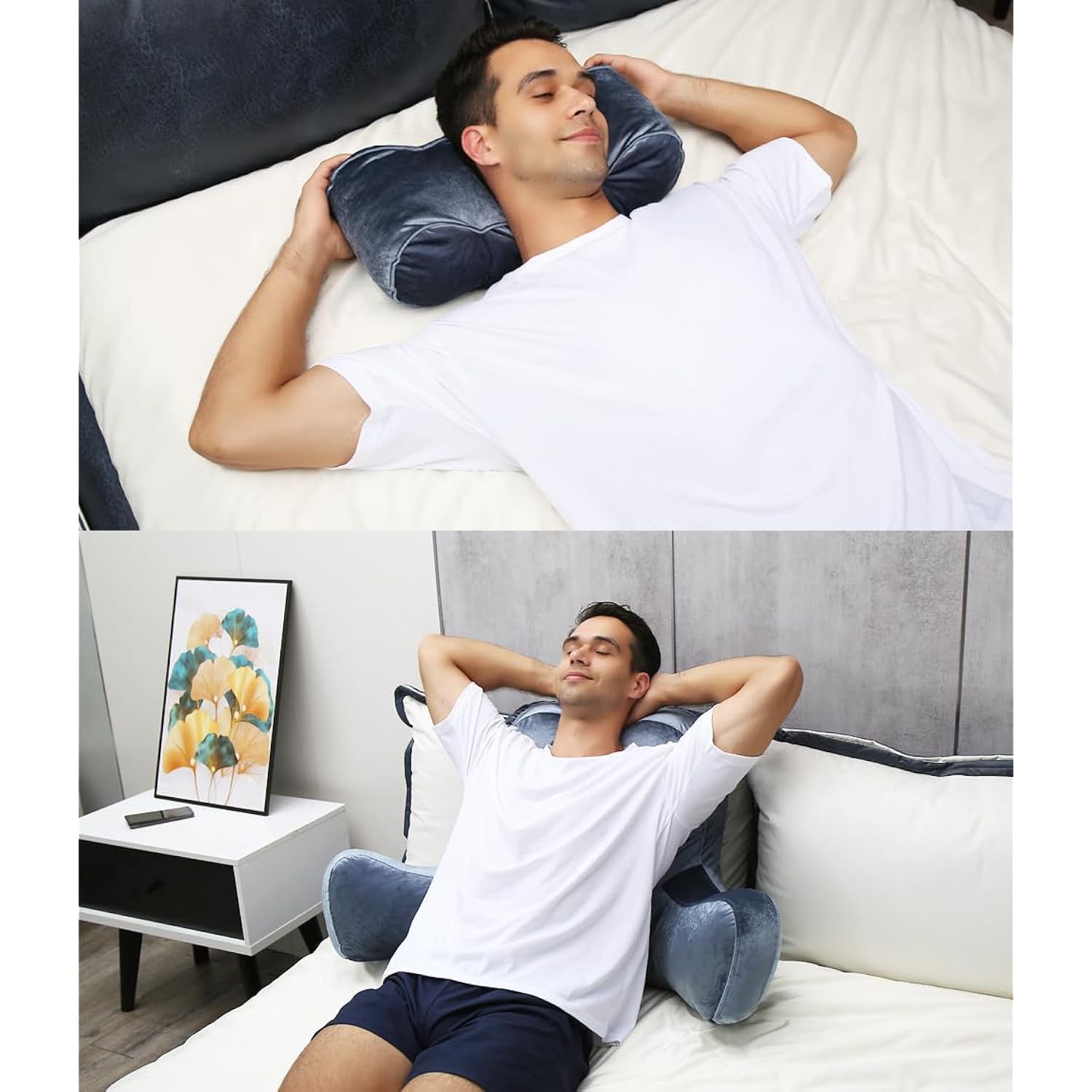 Nestl Reading Pillow Standard Bed Pillow, Back Pillow for Sitting in Bed  Shredded Memory Foam Chair Pillow, Reading & Bed Rest Pillows Grey Back