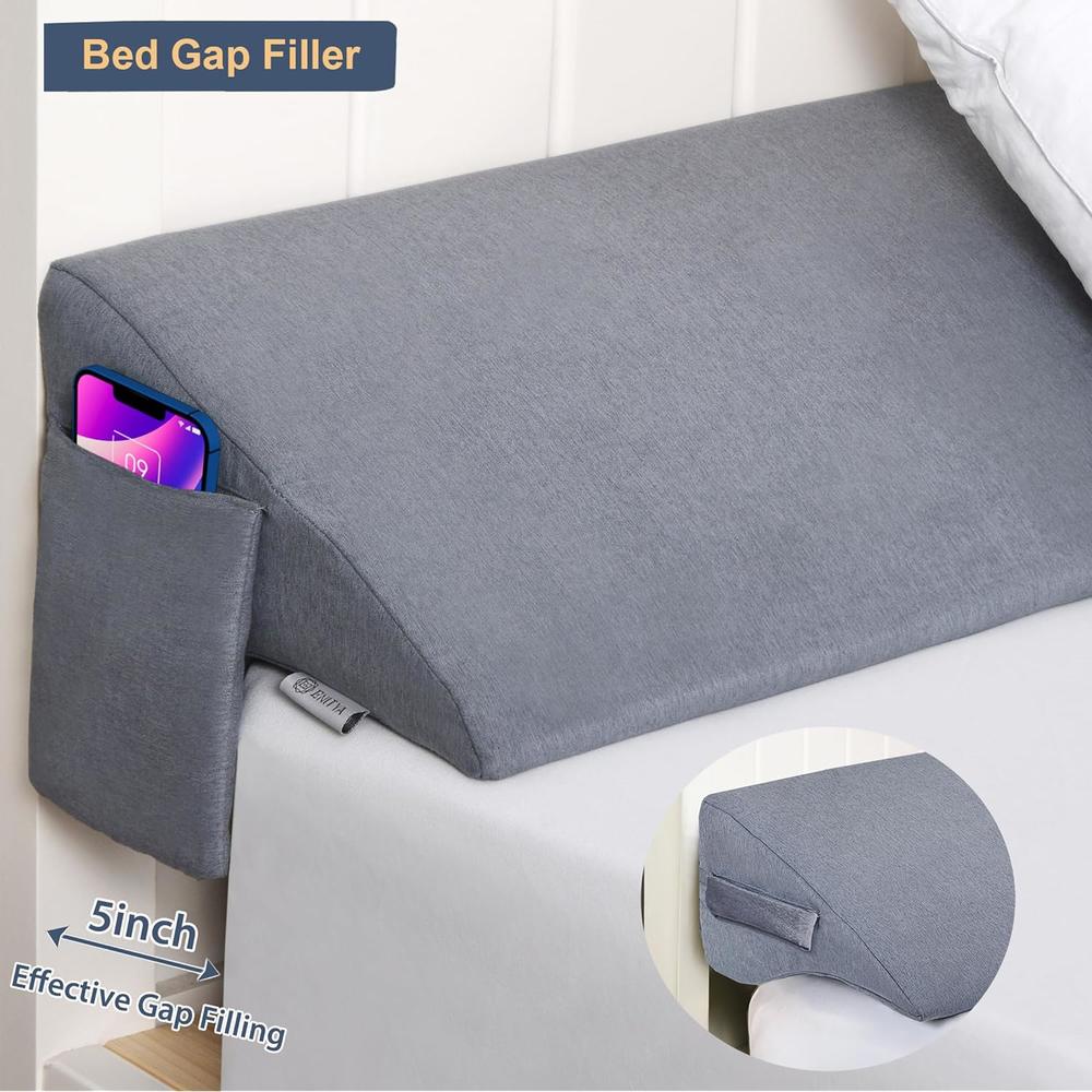 Great Choice Products Bed Wedge Pillow For Headboard,Pillow Wedge Queen Size-Bed Gap Filler-Mattress Gap Filler-Gap Pillow With Washable Cover F