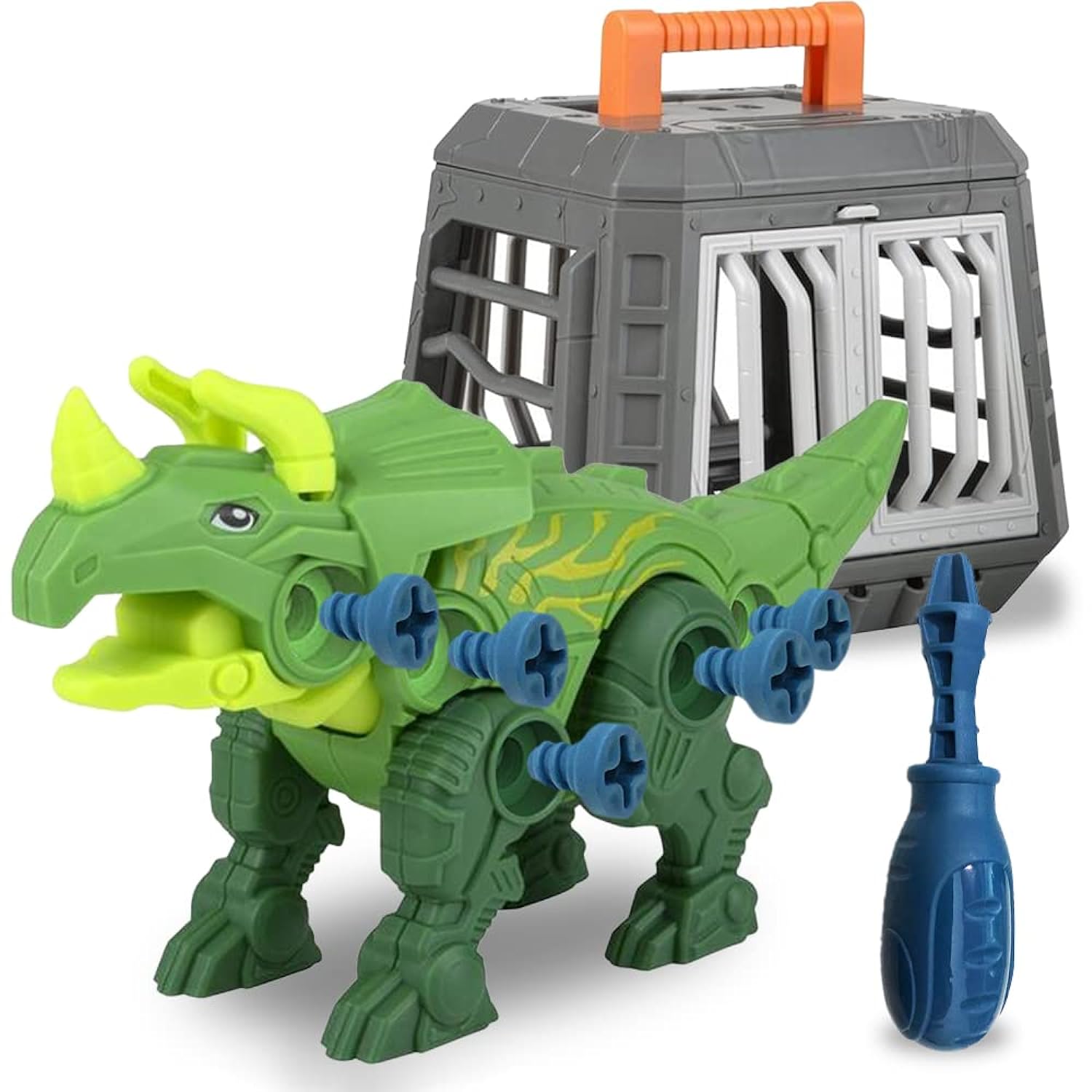 Great Choice Products Take Apart Triceratops Dinosaur Toy Kit, Assemblesaurus Dinosaur Toy With Cage & Screwdriver, Dinosaur Take Apart Toys For