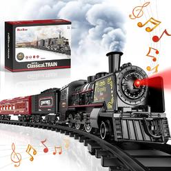 Great Choice Products Train Set, Christmas Train W/Glowing Passenger Carriages Metal Electric Train For Christmas Tree, Model Train Toys W/Smoke