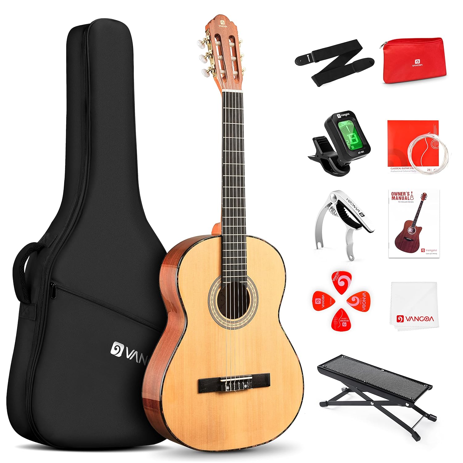 Great Choice Products Classical Guitar, 39 Inch Nylon String Guitar Classical, Full Size Beginner Spanish Guitar With Spruce Top And Sapele Back