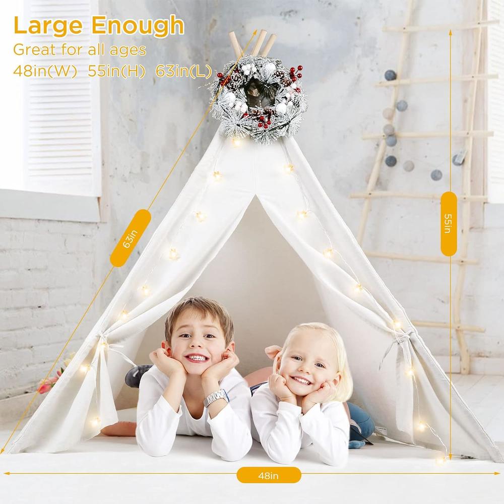 Great Choice Products Teepee Tent For Kids, Large Kids Play Tent 48×55 With Star Lights Indoor Outdoor Gifts For Kids Girl Gifts Boy Gifts Birth